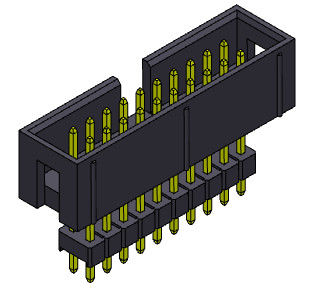 la fila doppia del connettore dell'intestazione della scatola di 2.54mm ha elevato il tipo diritto della immersione - 2 *3-2*32Pin 3AMP
