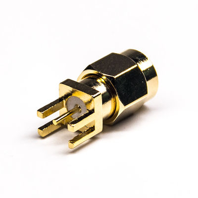 Connettore maschio coassiale d'ottone pieno del connettore SMA di rf per il PWB 180° verticale